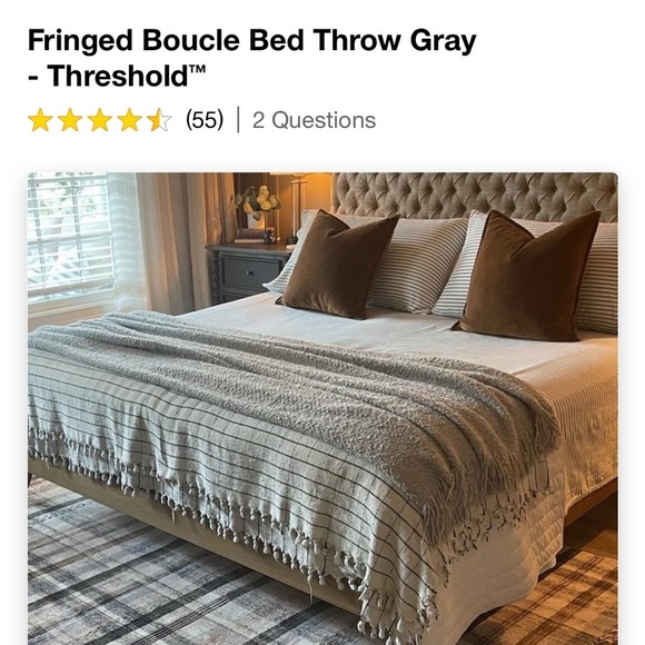 Fringed Boucle Bed Throw Gray
- Threshold™ - Picture 3 of 5